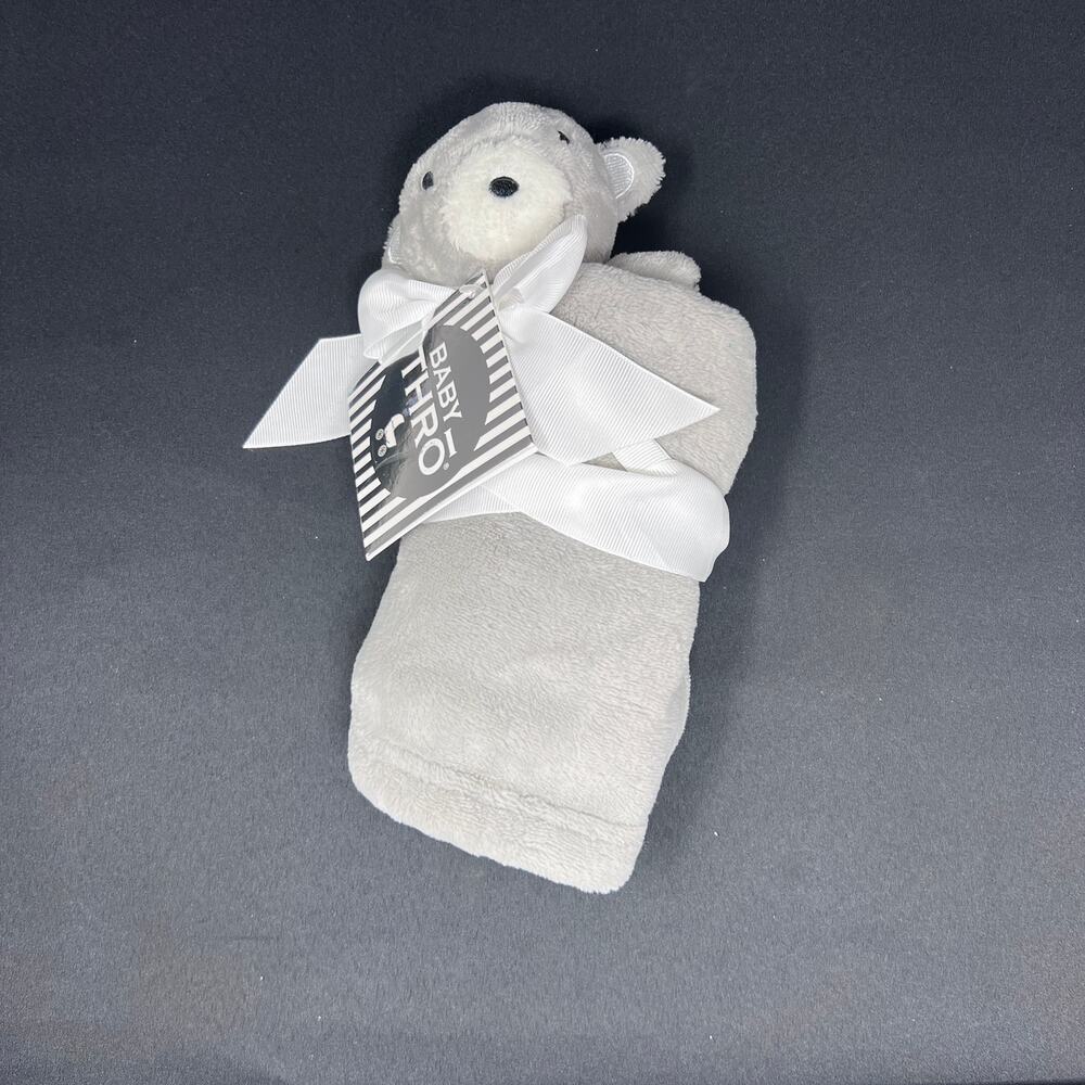 Baby‎ Thro Jojo Bear Lovey Gray Teddy Fleece Security Blanket Nunu Plush Soother